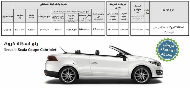  فروش رنو اسکالا کروک با تخفیف 10 میلیونی 