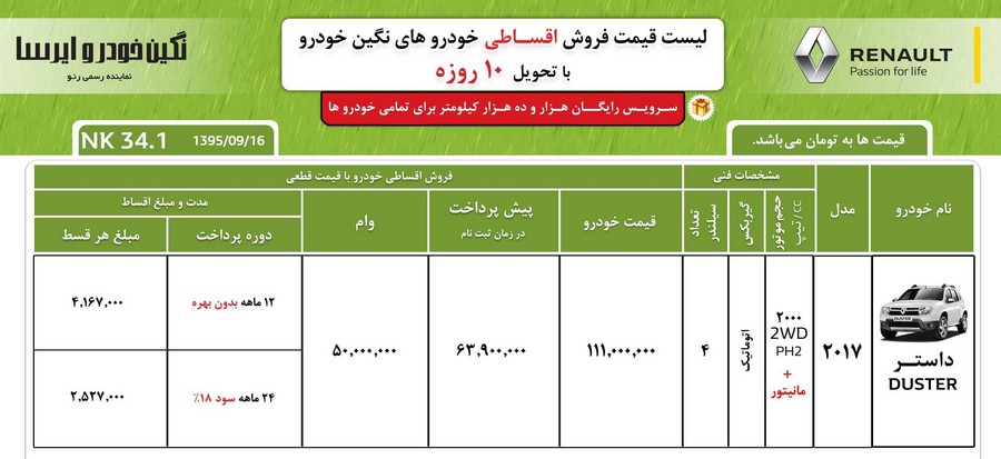 رنو داستر را با شرایط متنوع بخرید