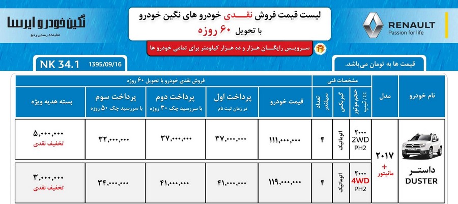 رنو داستر را با شرایط متنوع بخرید
